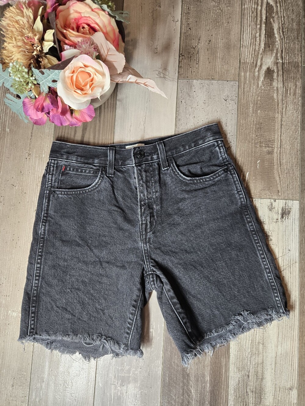 Sunday Best Black Frayed Hem Denim Shorts Women's Size 0